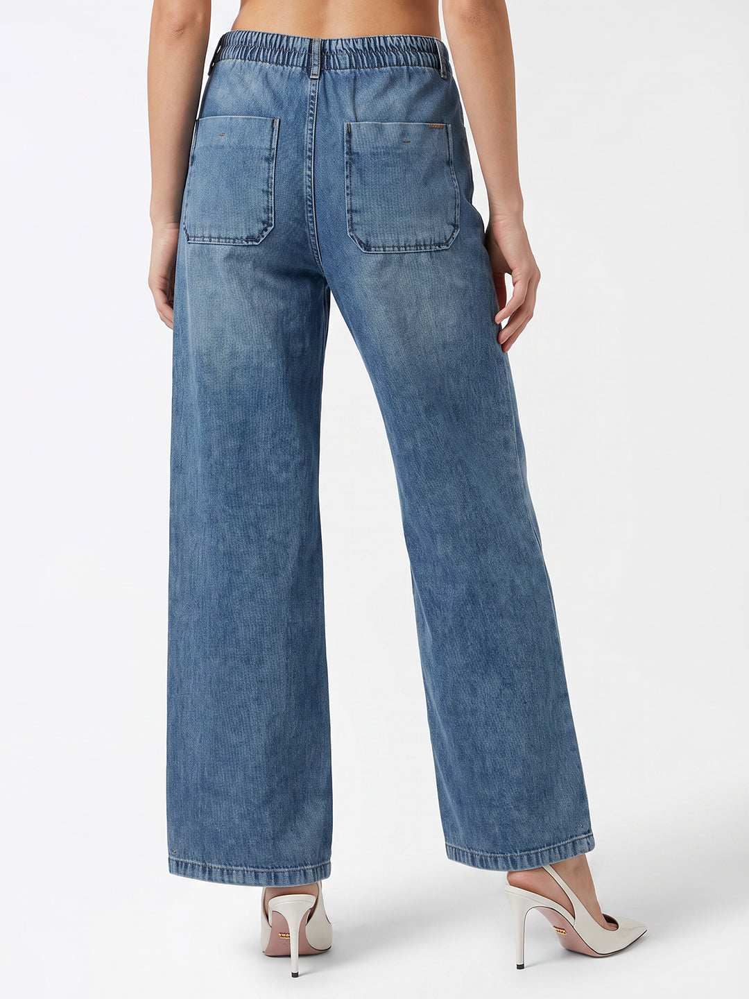 Women Blue High-Rise Super Wide Leg Jeans