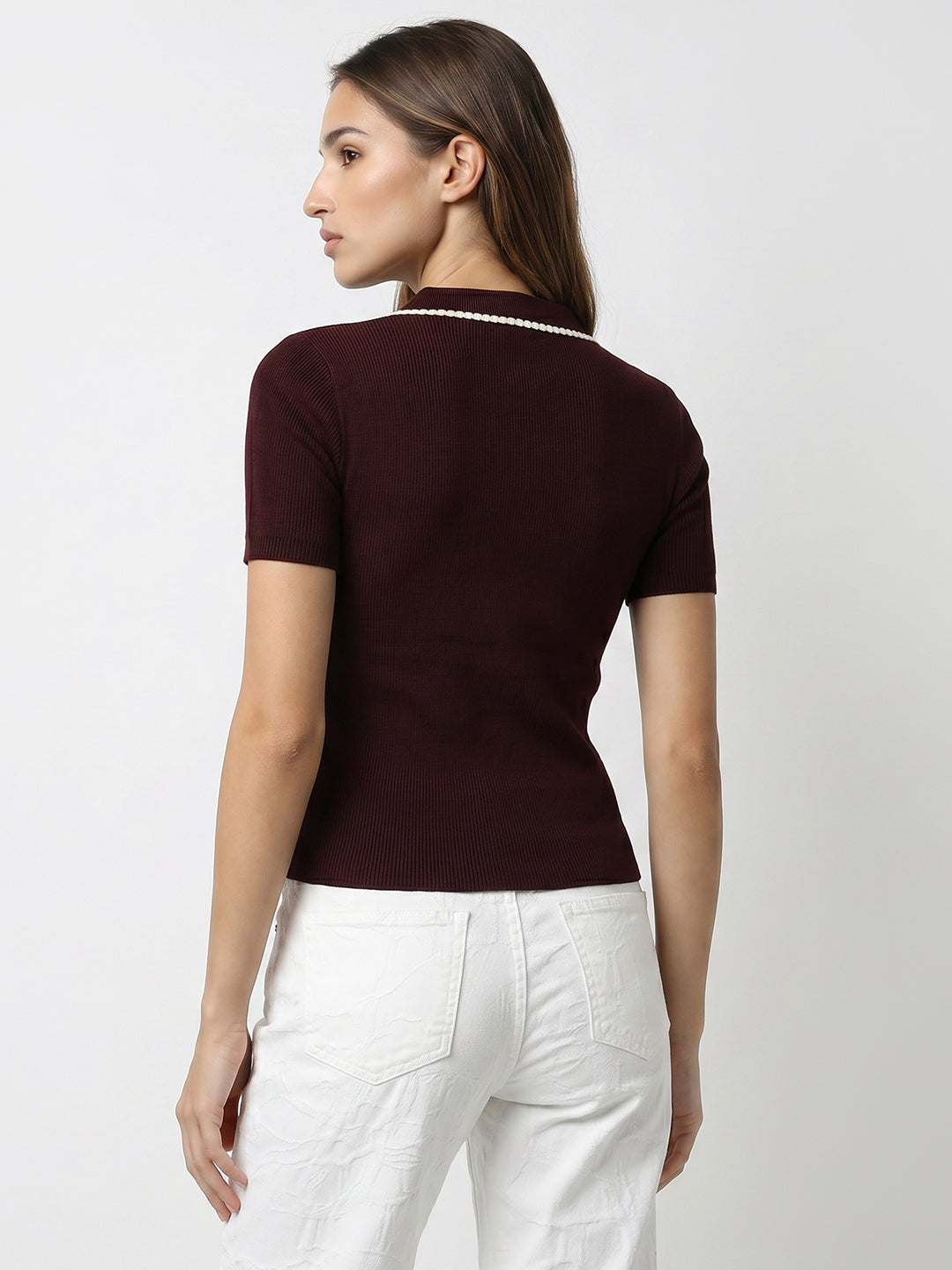 Women Wine Flat Knit
