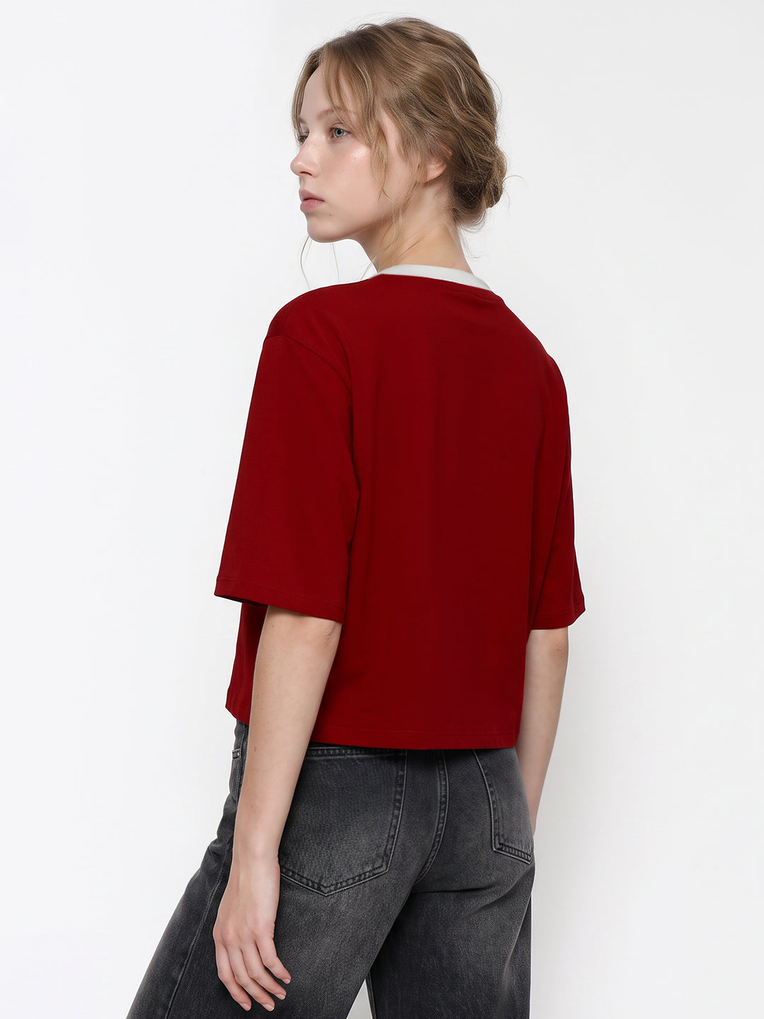 Red Graphic Crop Genz Tees