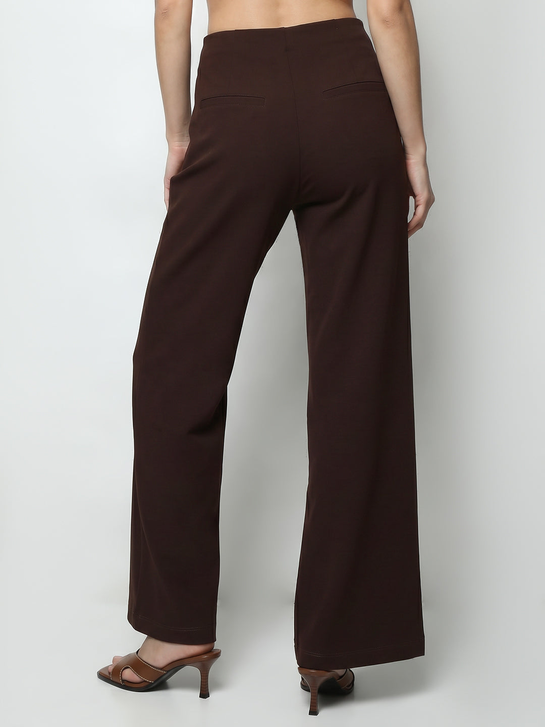 Women Dark Sepia Wide Leg Treggings