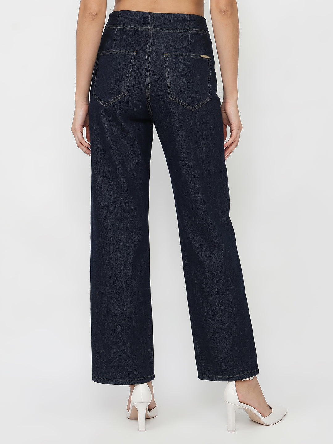 Dark Blue High-Rise Wide Leg Jeans