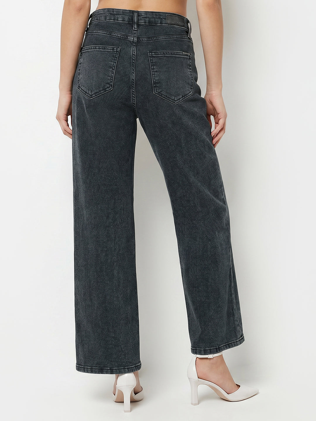 Women Slate Blue High-Rise Straight Fit Jeans