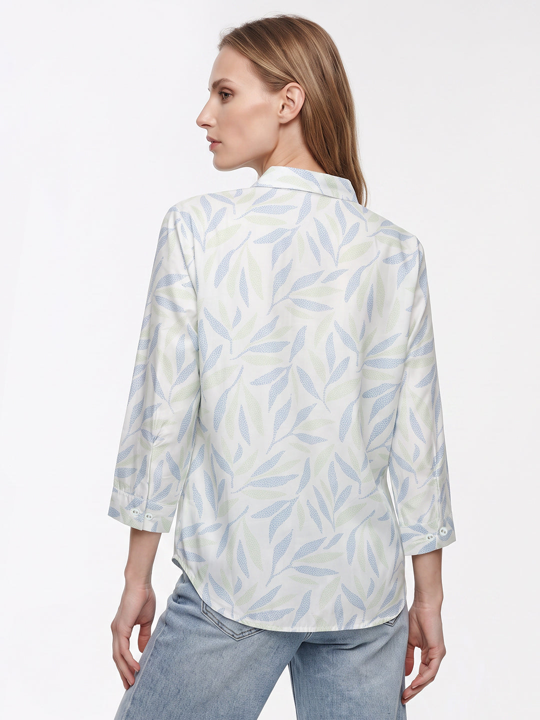 Women Mint/Blue Leaf Shirt