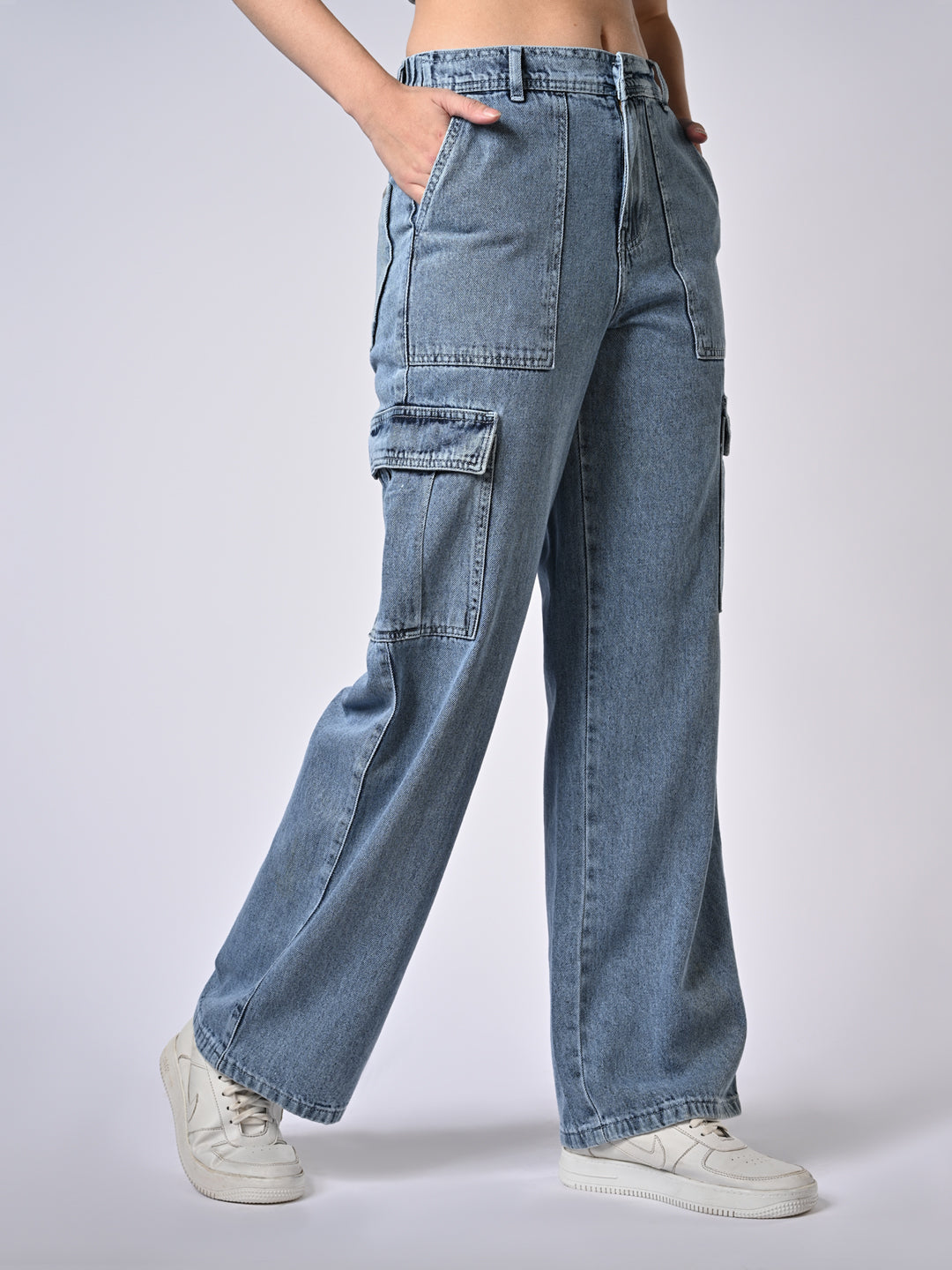 Women High-Rise Loose Straight Fit Cargo