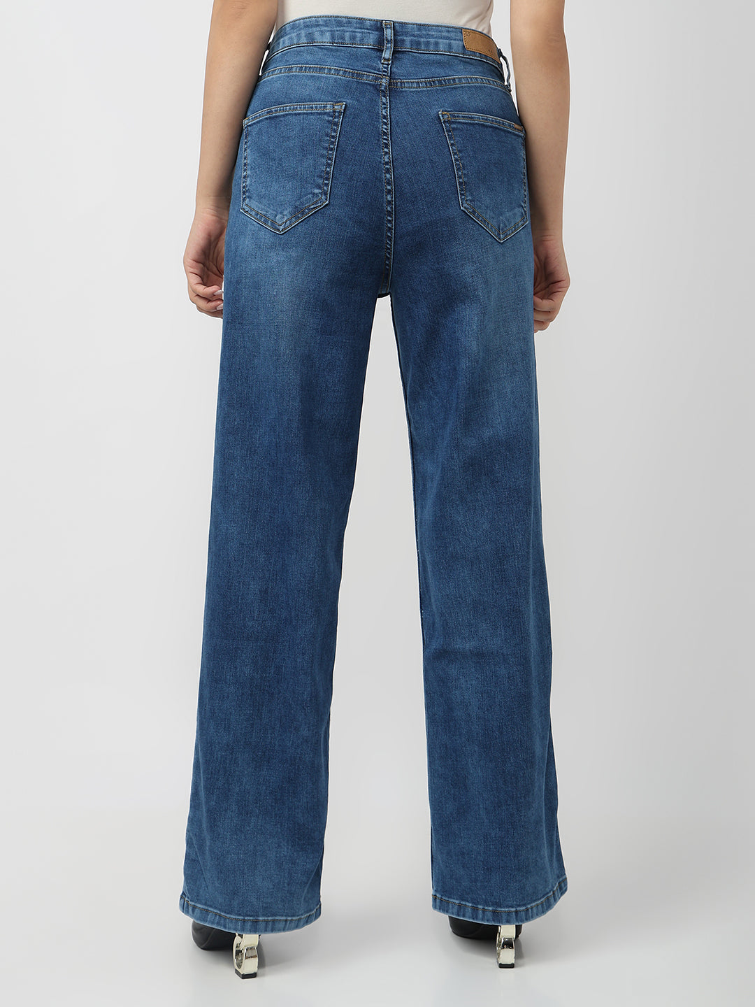 Women Blue High-Rise Straight Fit Jeans
