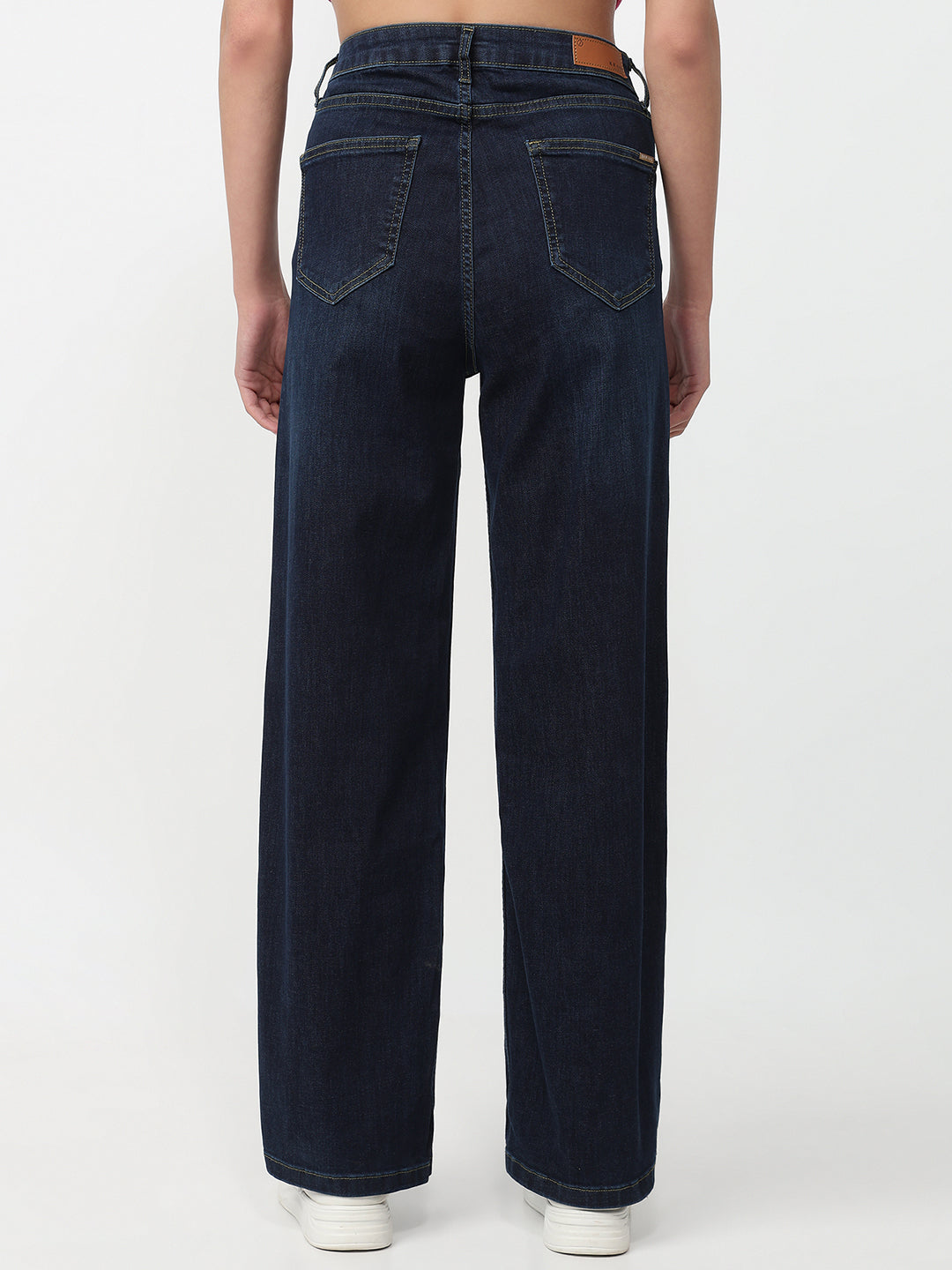 Women Dark Blue High-Rise Baggy Jeans