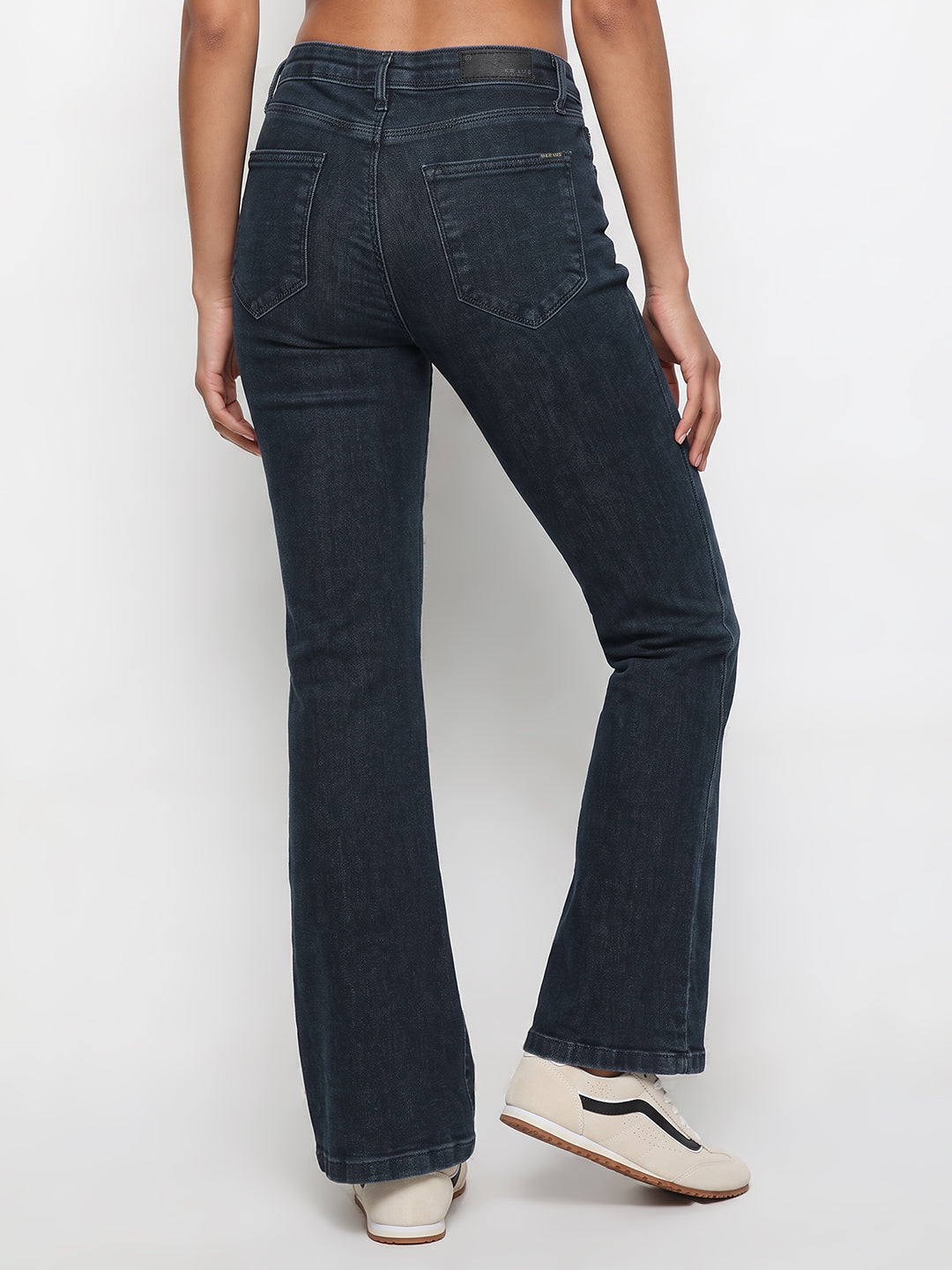 Slate Blue High-Rise Flare Jeans