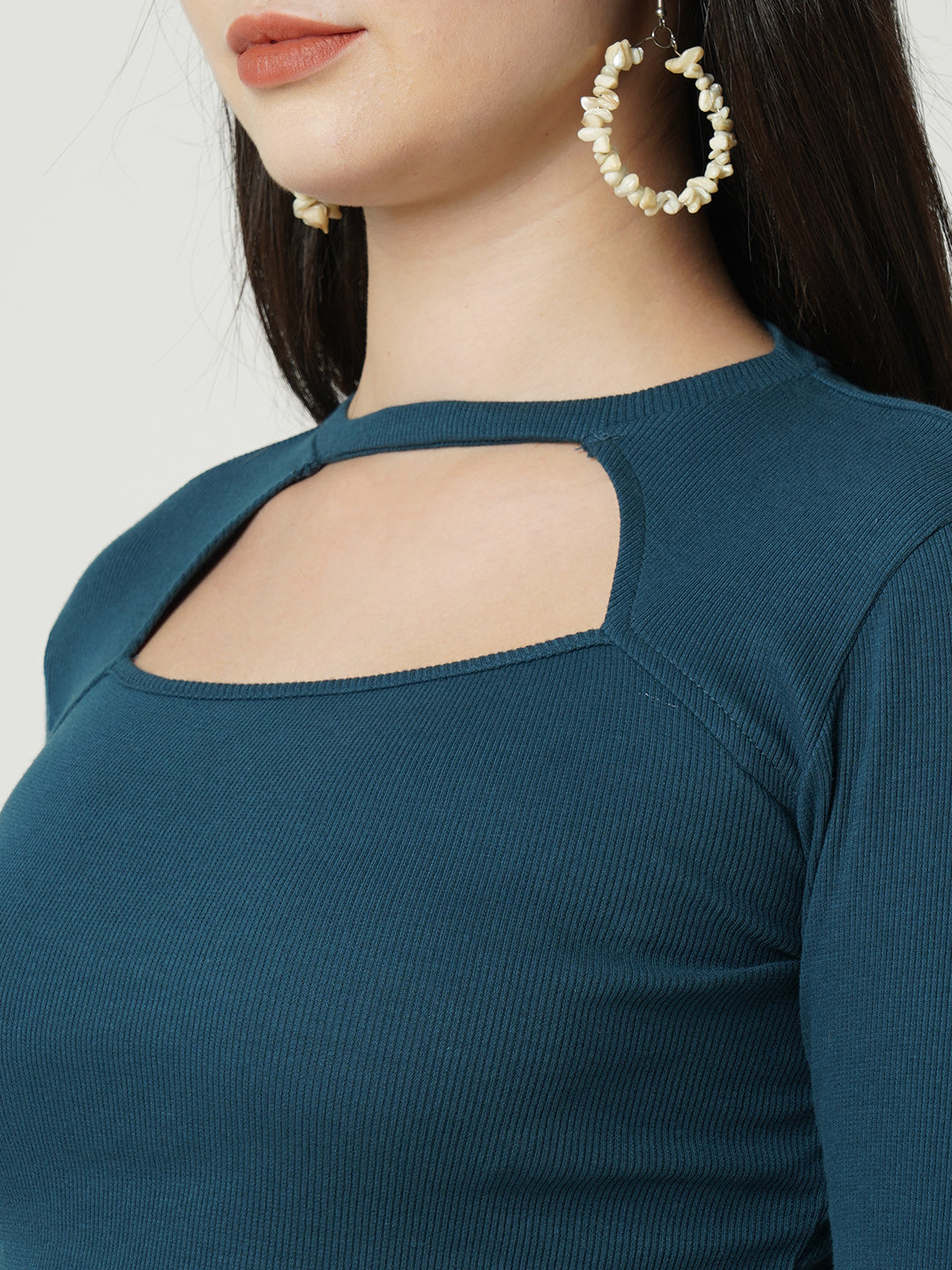 Women Ribbed With Cutout T-Shirt