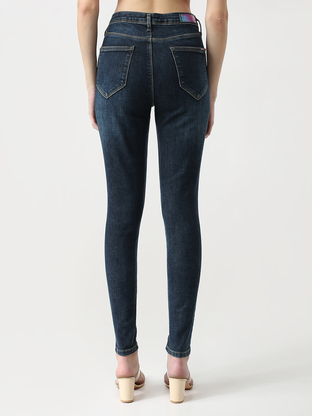 Women Autumn Blue High-Rise Skinny Jeans