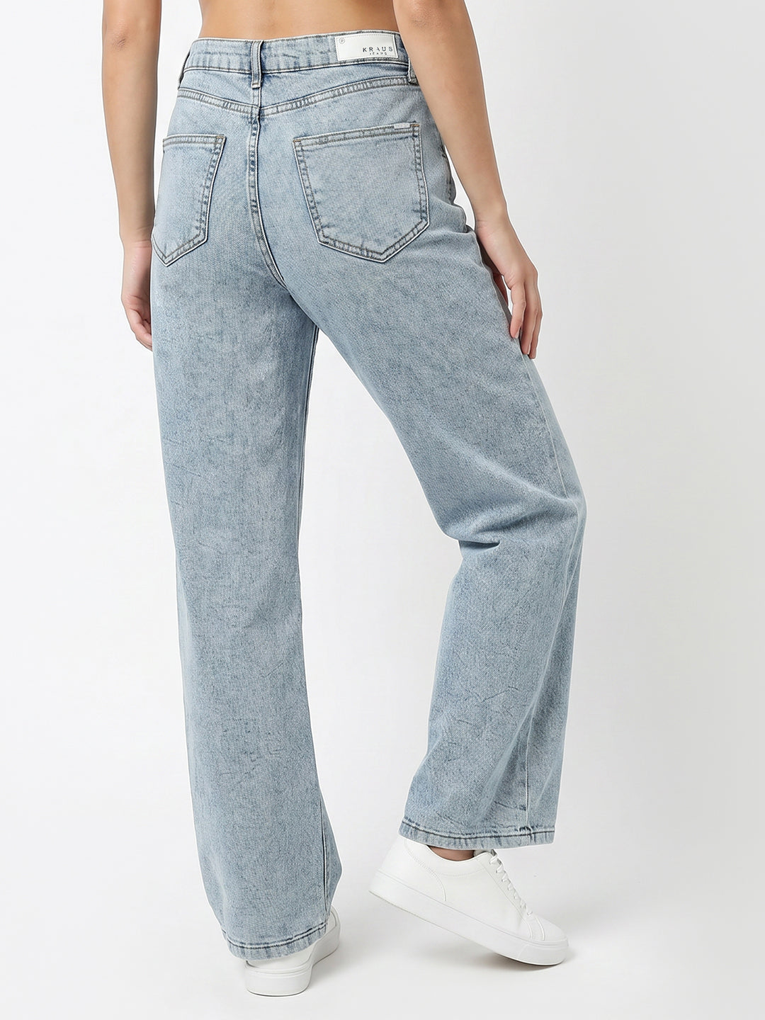 Women Light Blue High-Rise Straight Fit Jeans