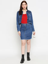 Women Blue Solid Full Length Jackets & Shrugs