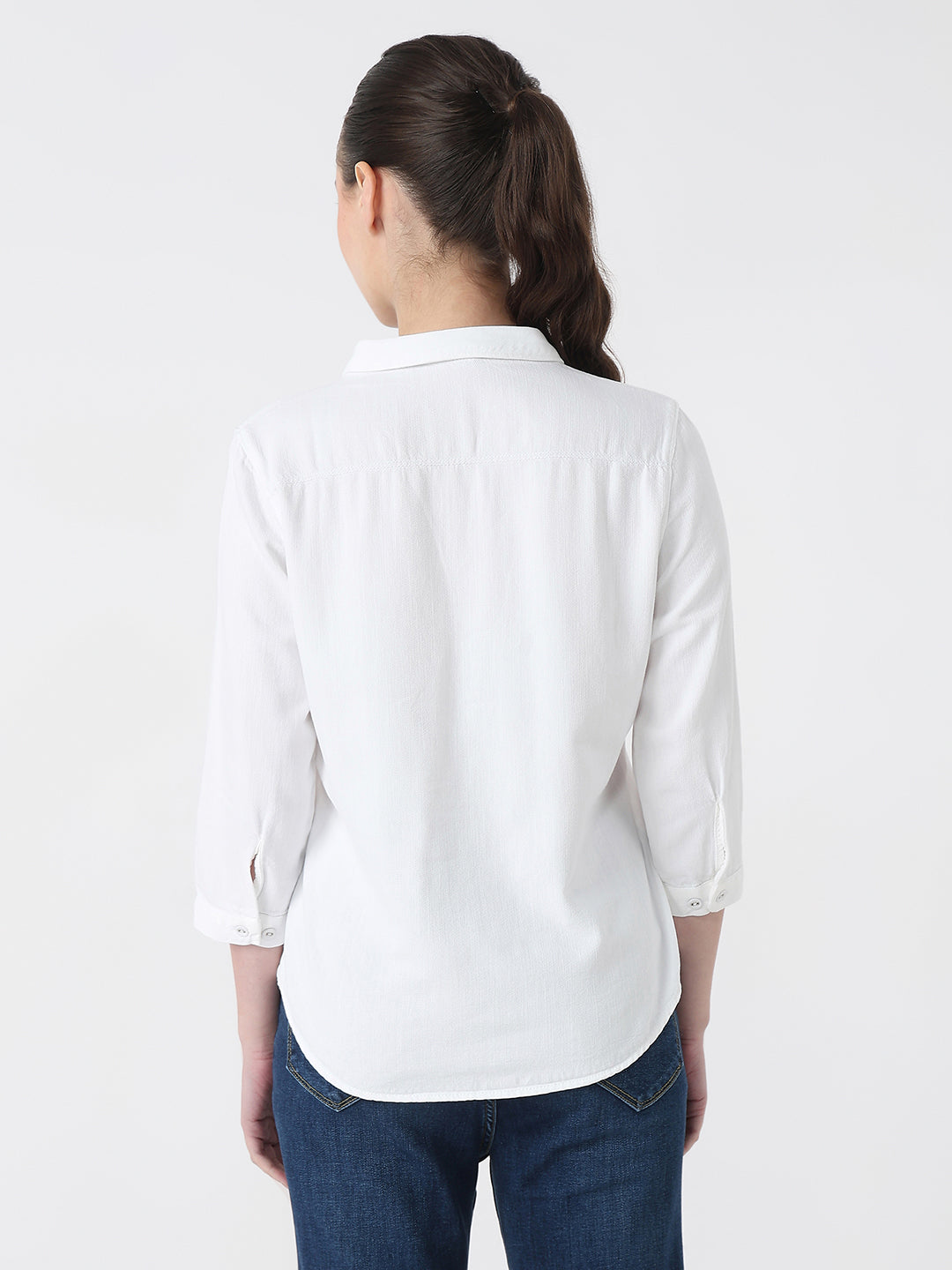 Women White Slim Fit Shirt