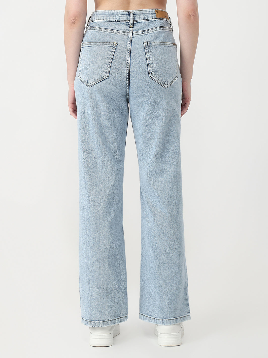 Women Light Blue High-Rise Wide Leg Jeans
