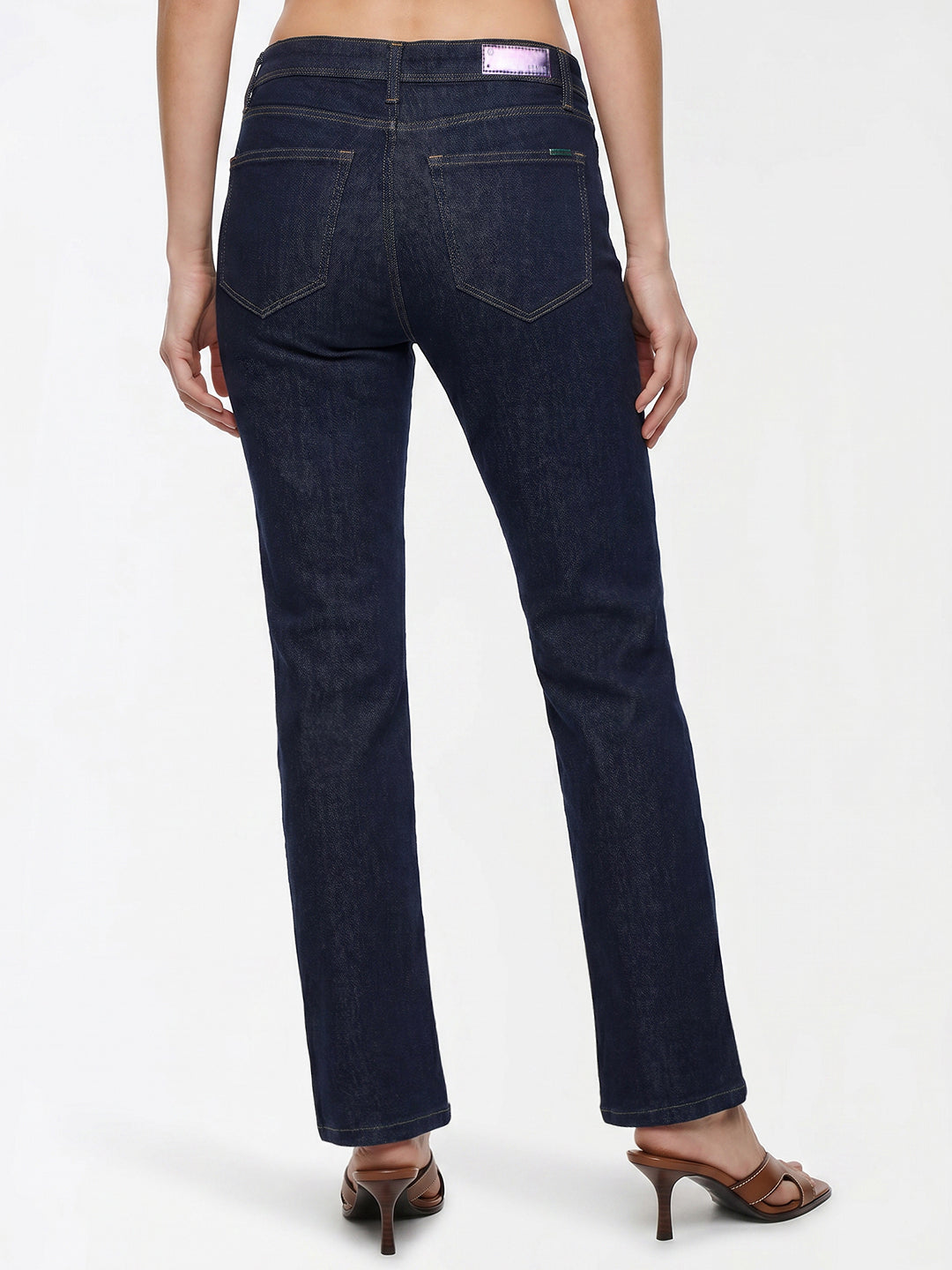 Women Dark Blue High-Rise Crop Flare Jeans
