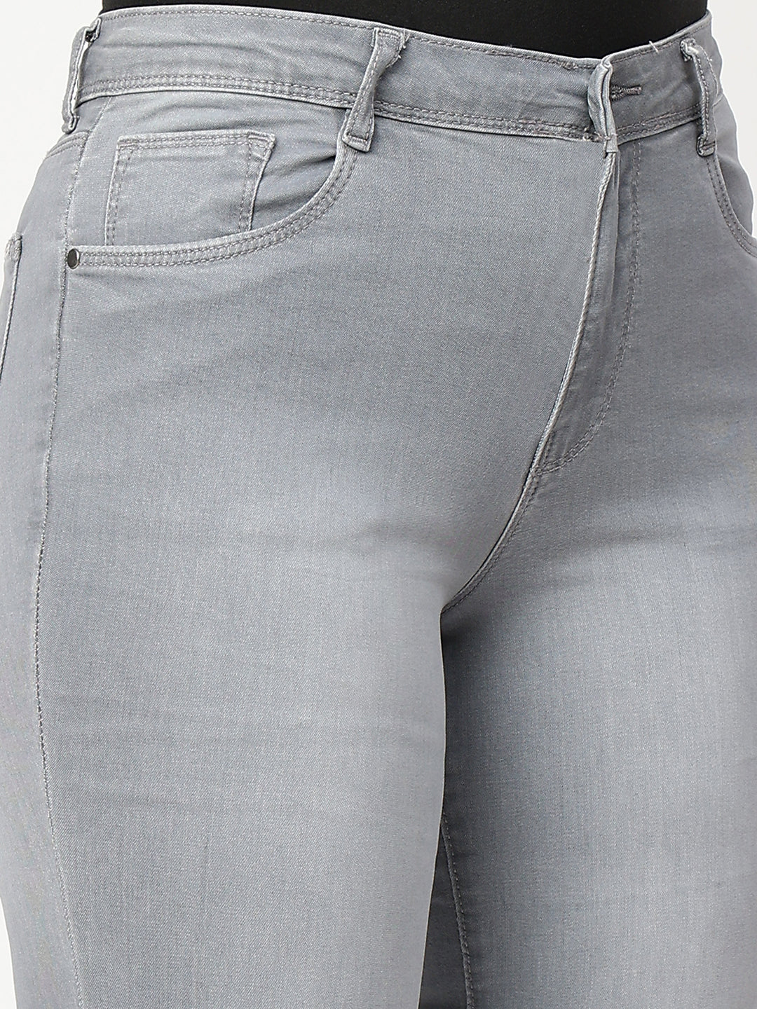 Women Grey High-Rise Flare Jeans