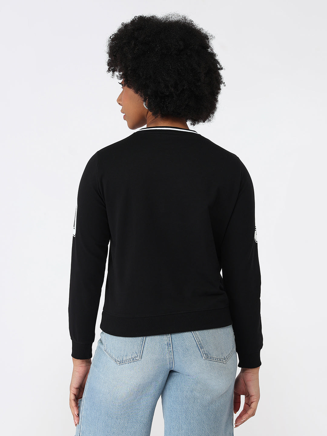 Women Black Slim Fit Sweatshirt