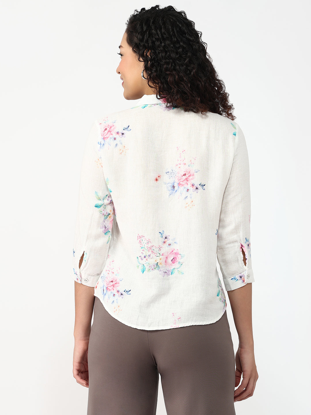 Women Floral Print Slim Shirt