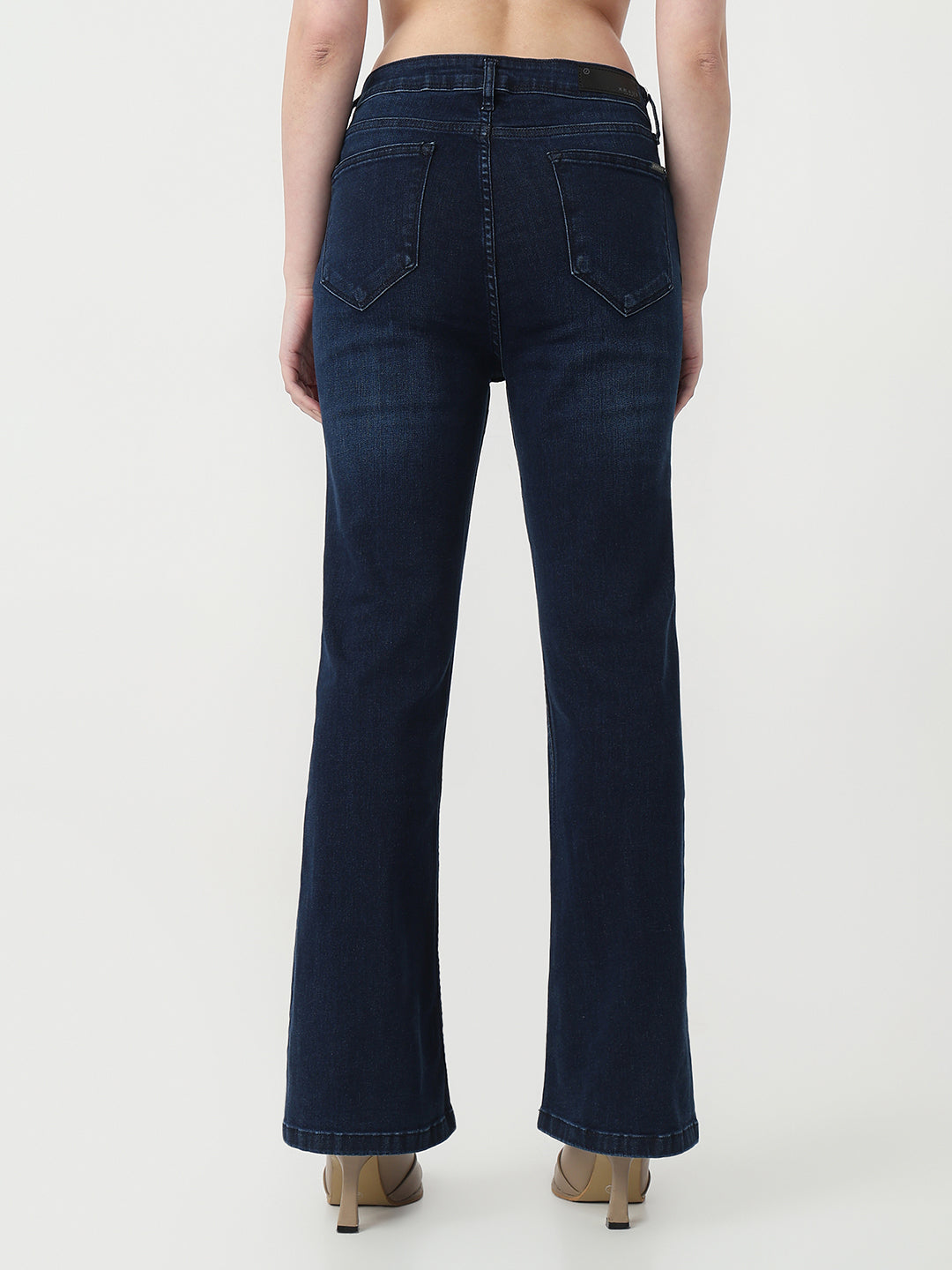 Women Dark Blue High-Rise Flare Jeans