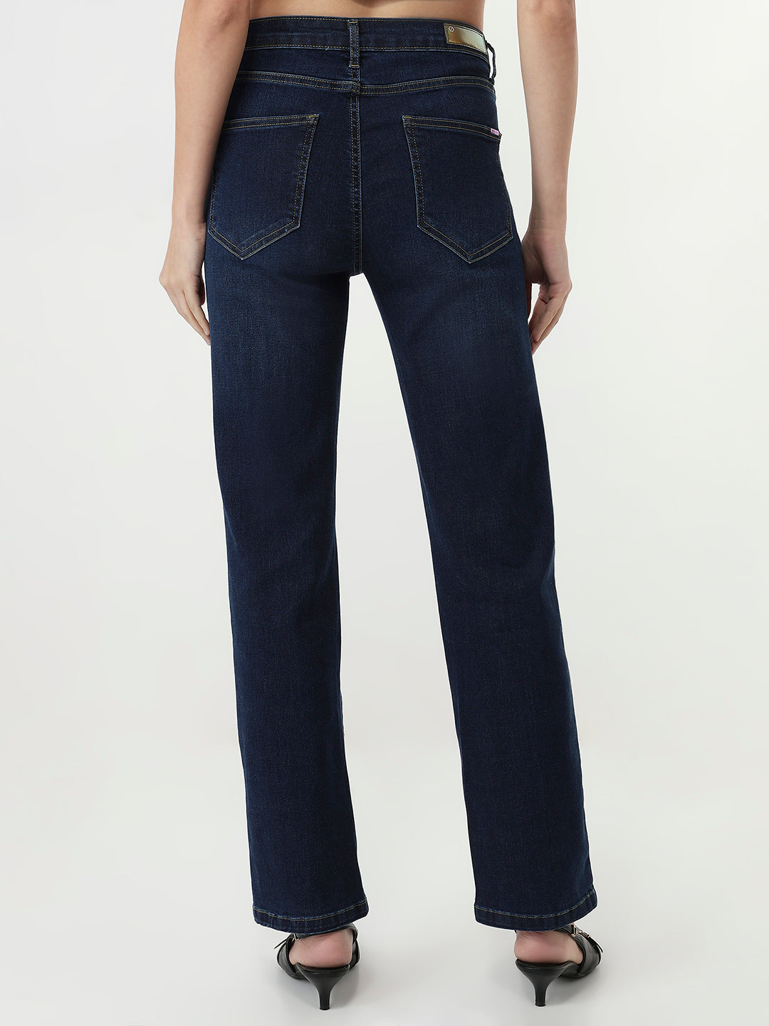 Women Dark Blue Slim Straight Jeans