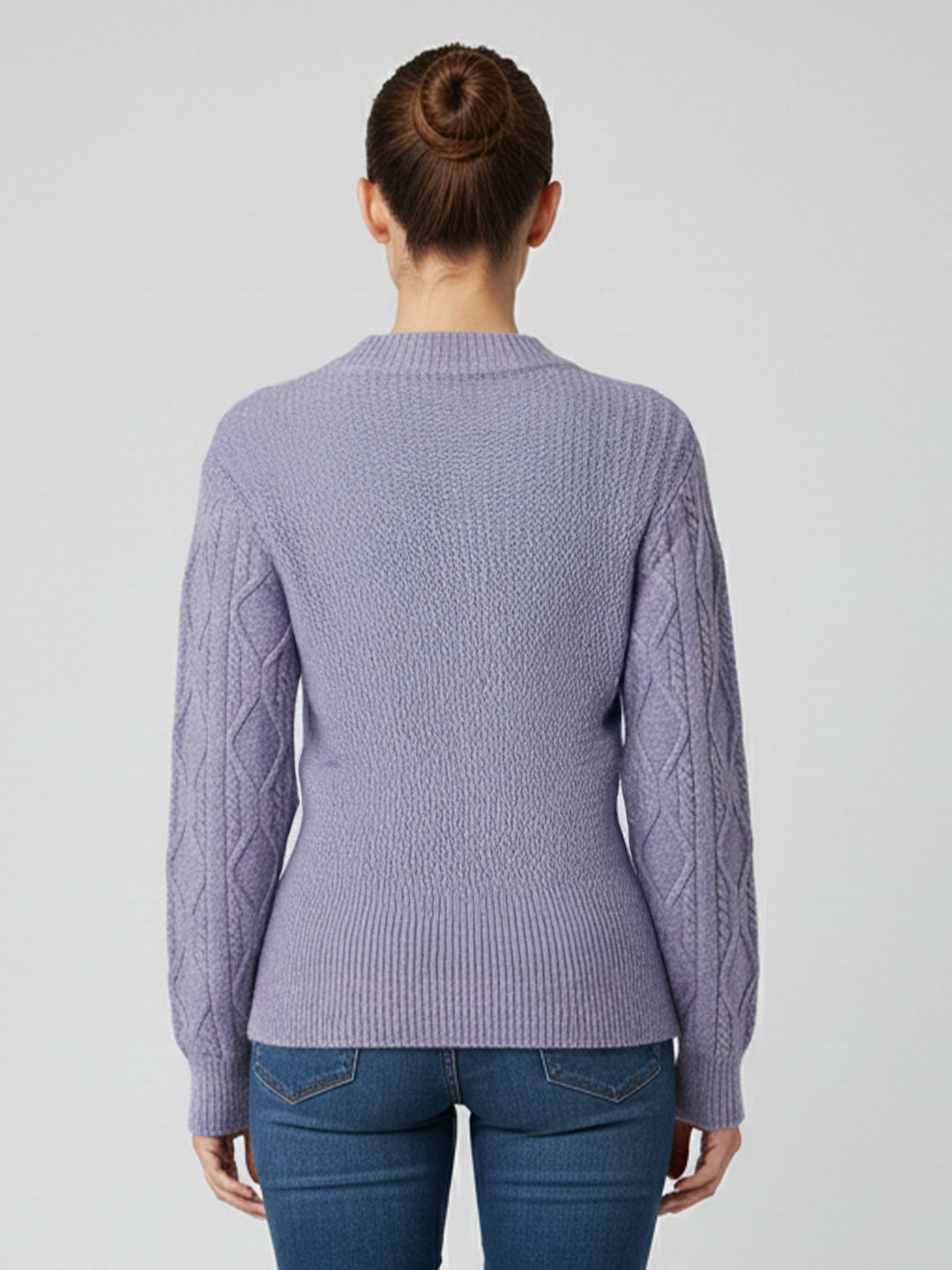 Women Lilac Slim Fit Sweater