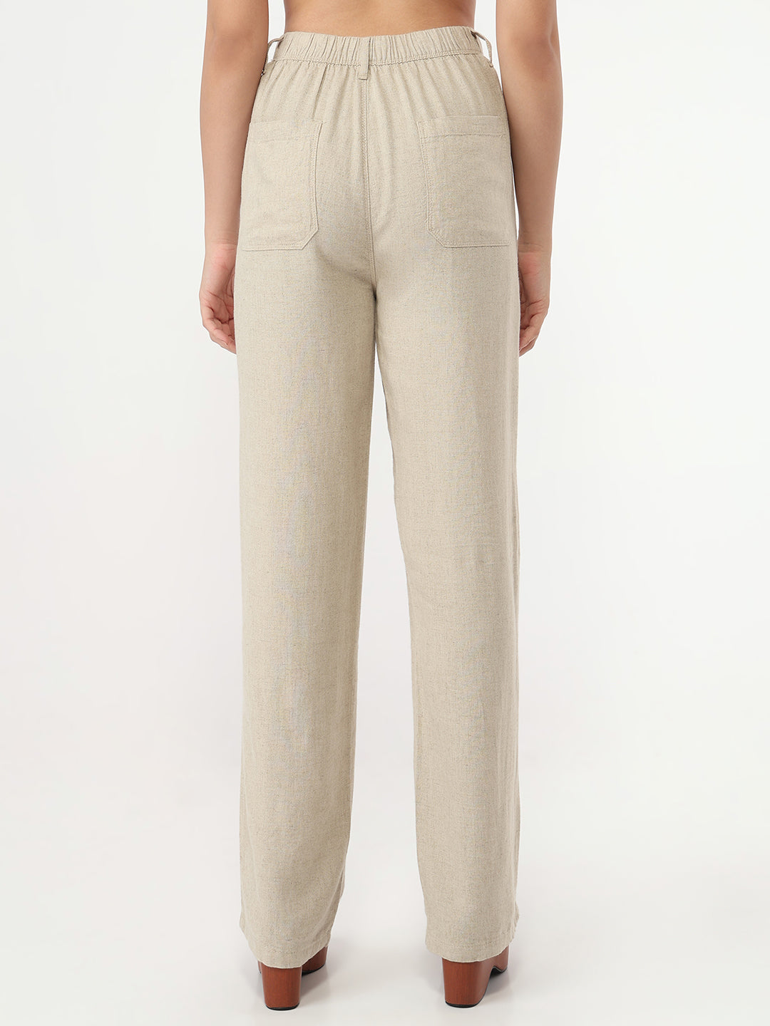 Women Dark Natural Loose Straight Korean Pants