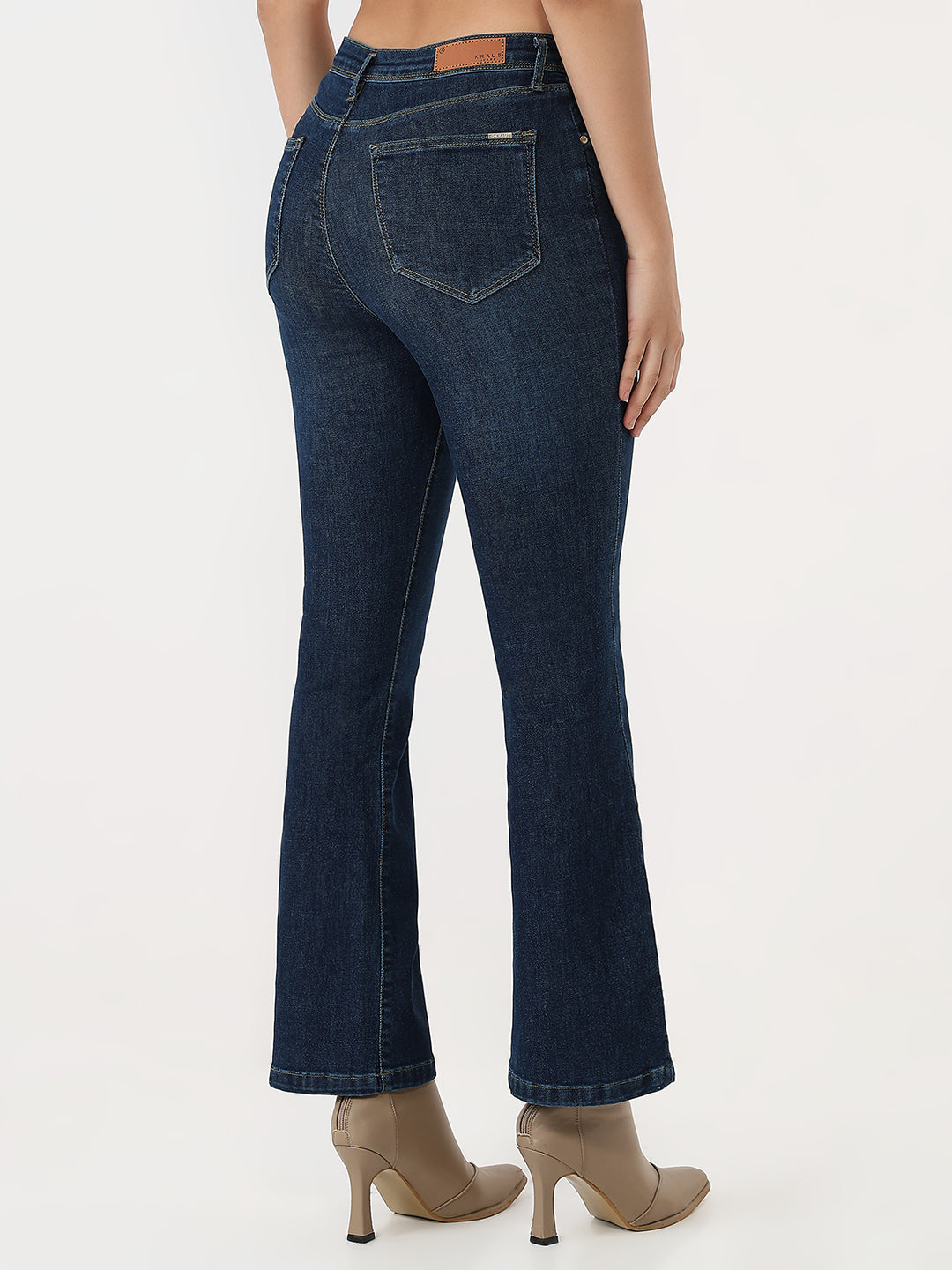 Dark Blue High-Rise Mini Flare Jeans
