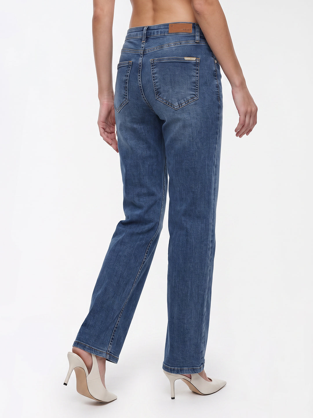 Women Blue High-Rise Slim Straight Fit Jeans