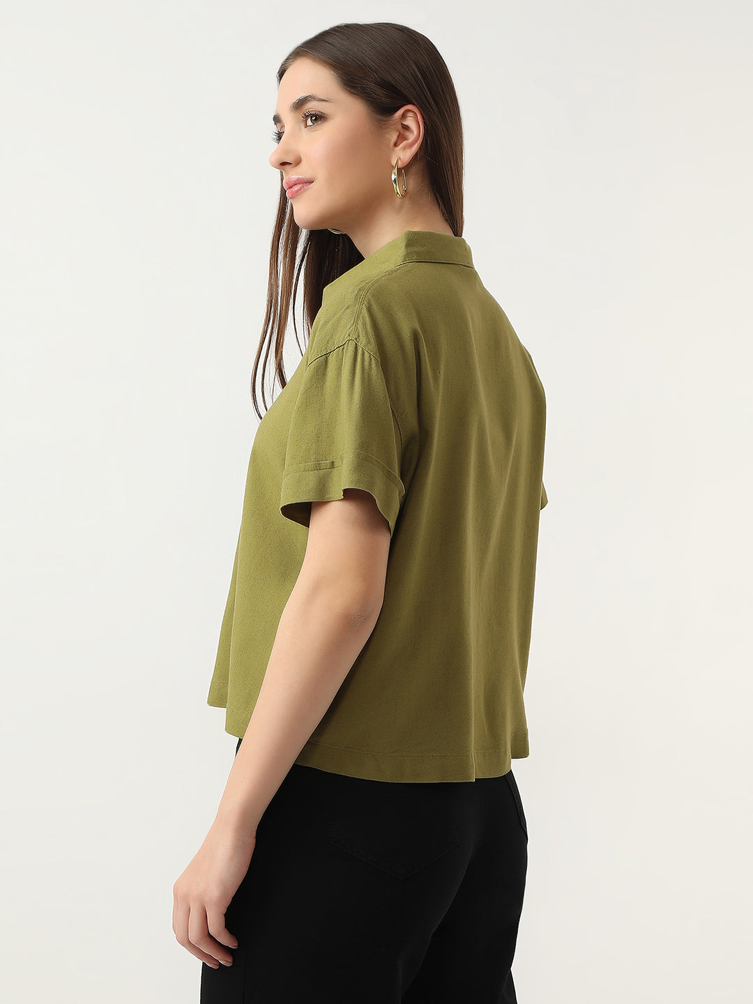 Women Avocado Crop Shirt