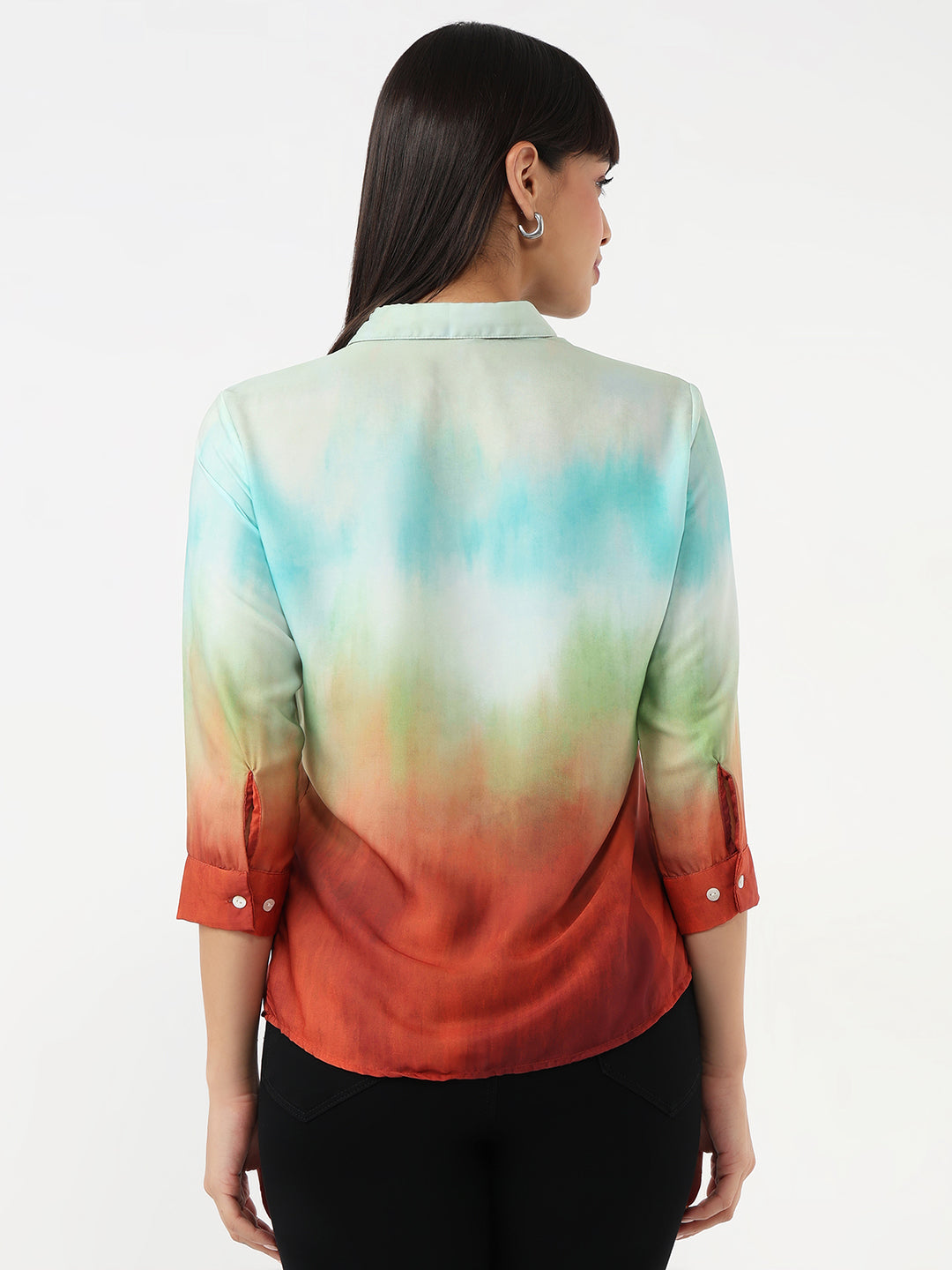 Women Rust/Aqua Ombre Shirt