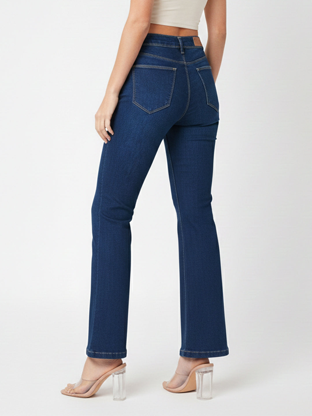 Women High-Rise Mini Flare Jeans