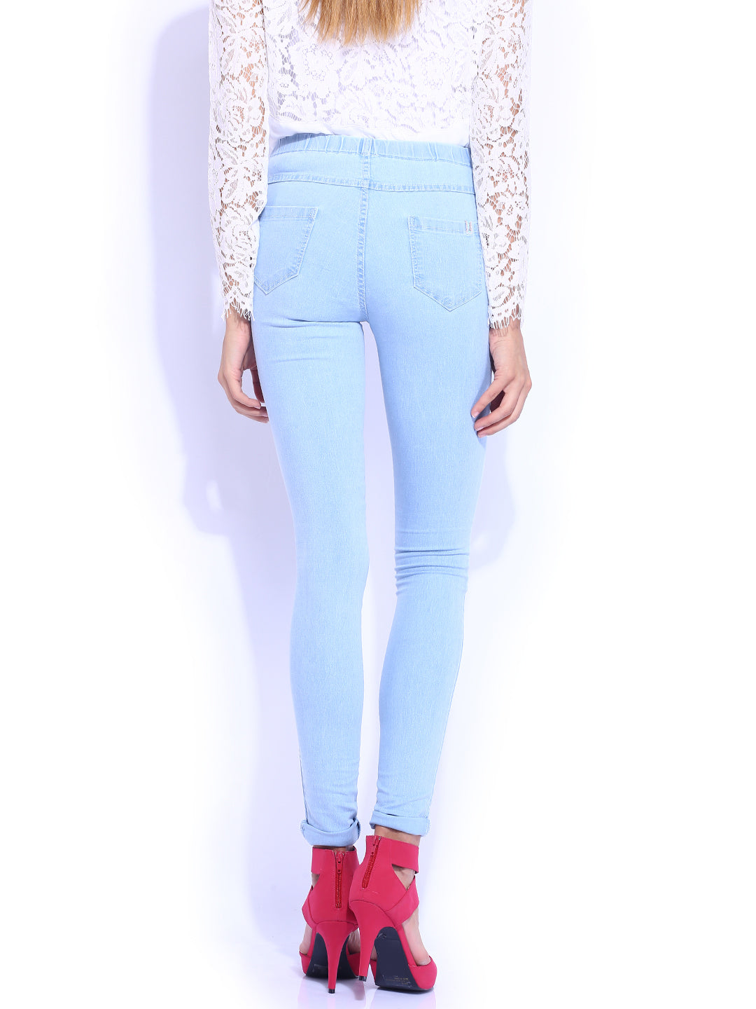 Women Light Blue High-Rise Skinny Jeans