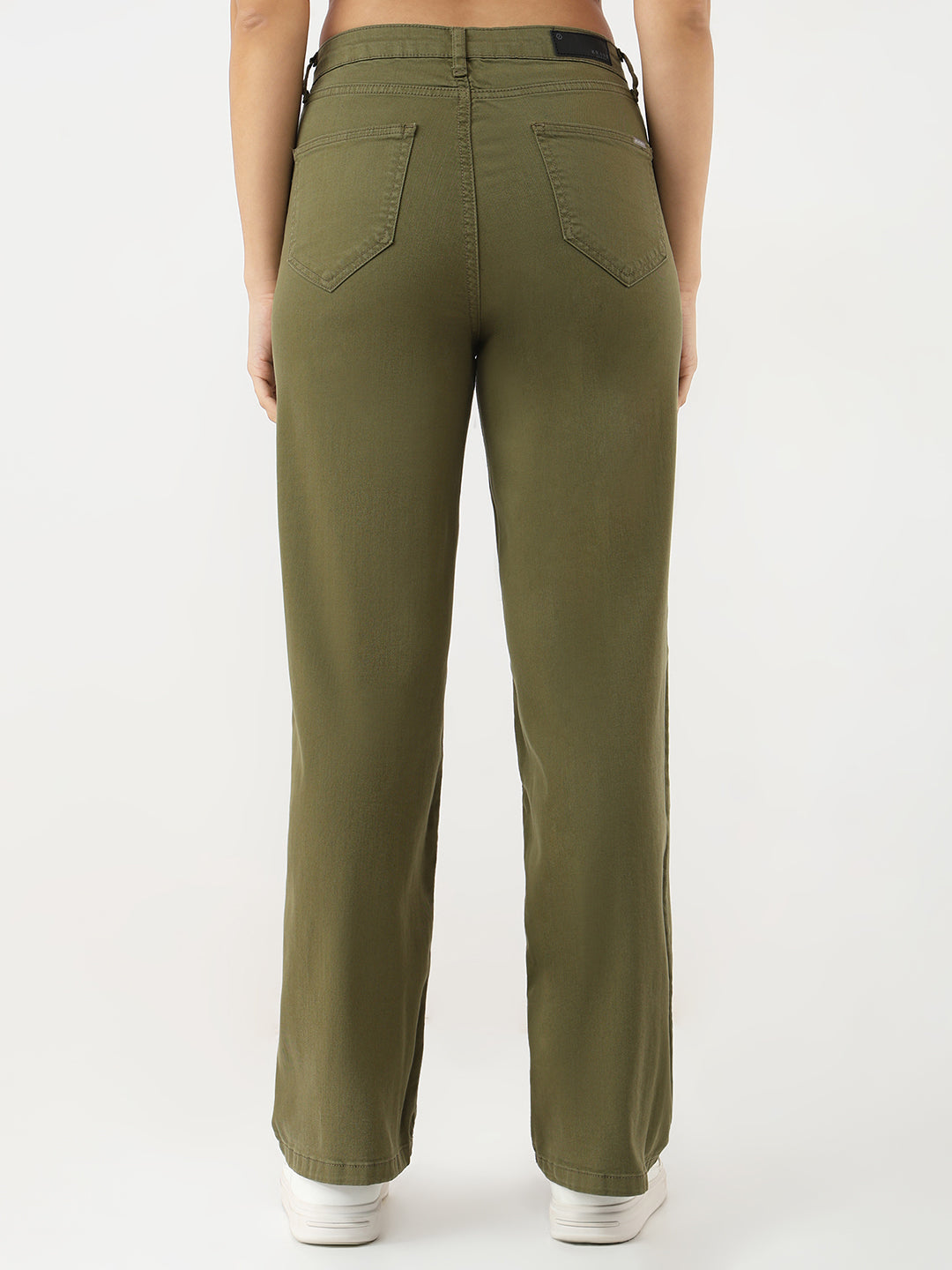 Women Olive High-Rise Wide Leg Jeans
