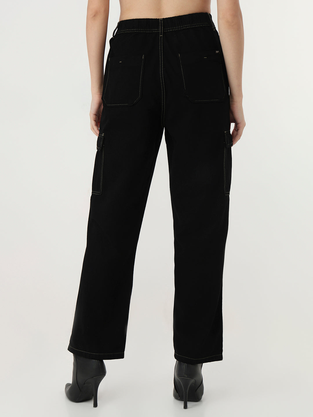Women Black High-Rise Cargo