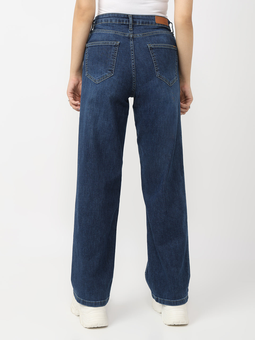 Dark Blue High-Rise Wide Leg Jeans