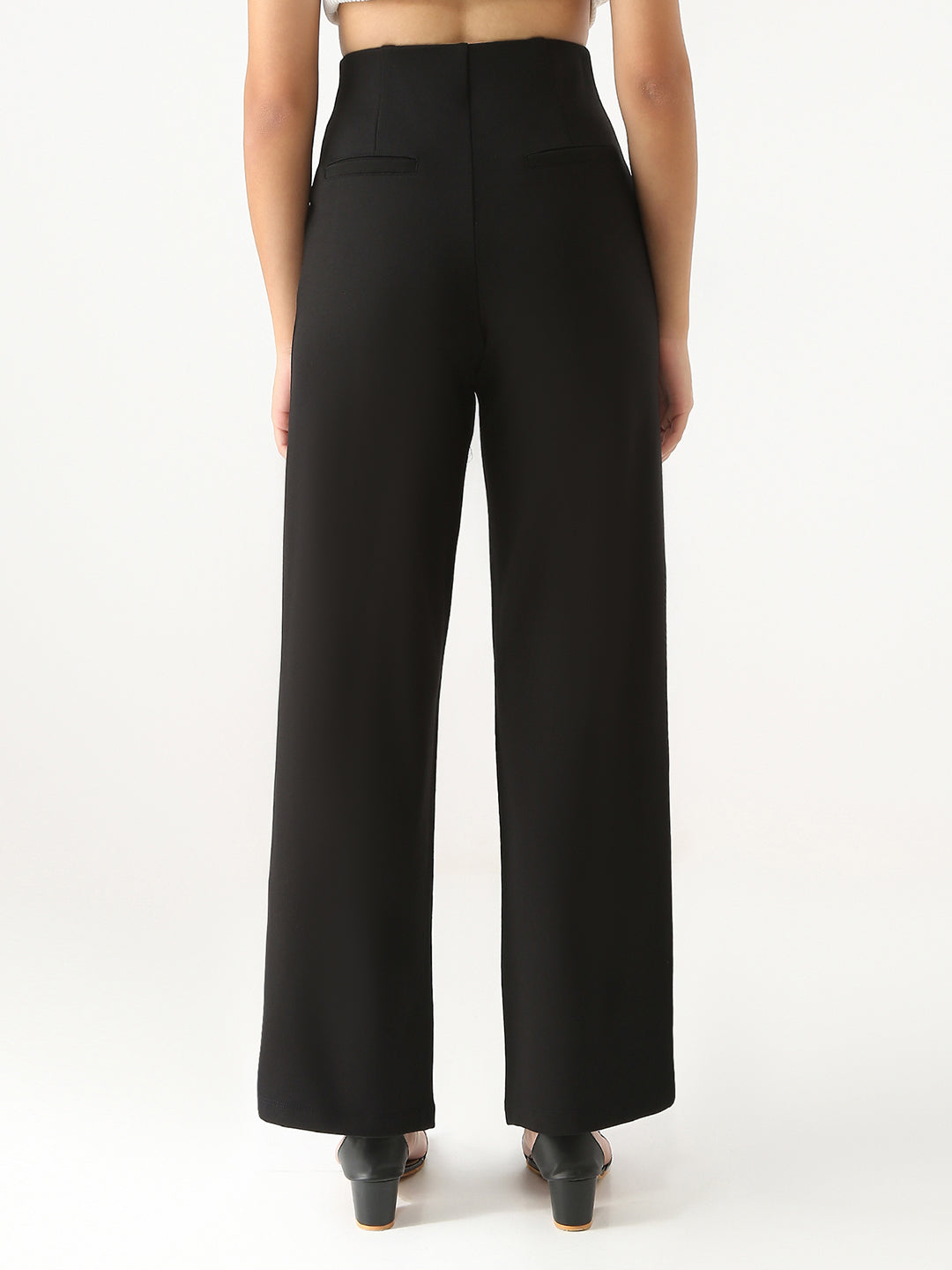 Women Black Wide Leg Treggings