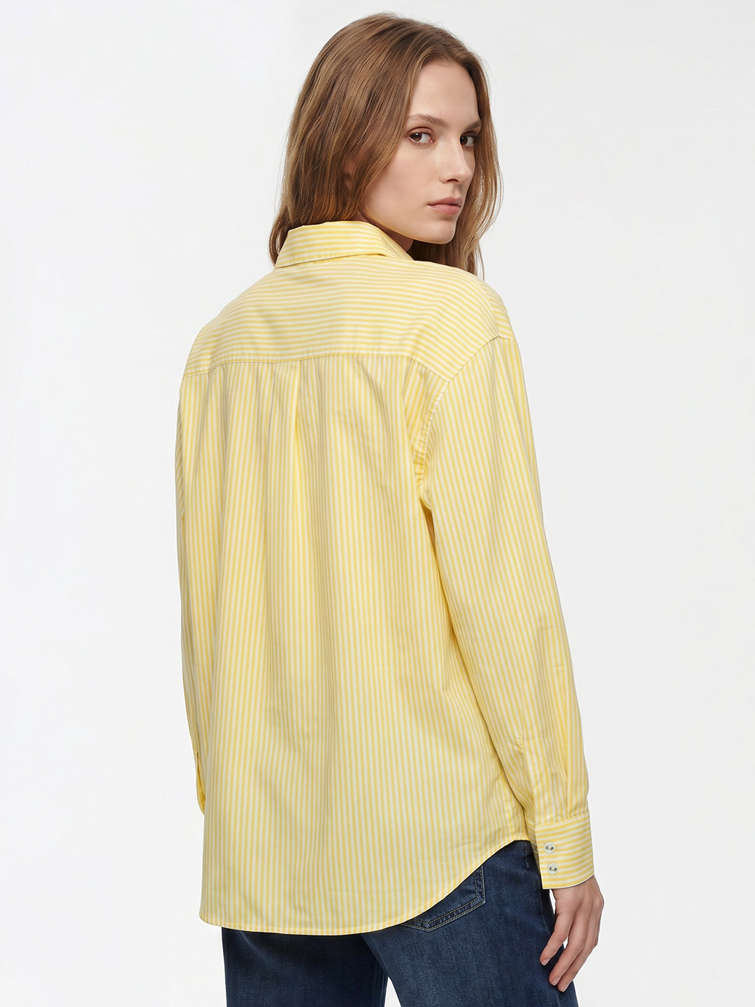 Women Yellow/White Oversize Shirt