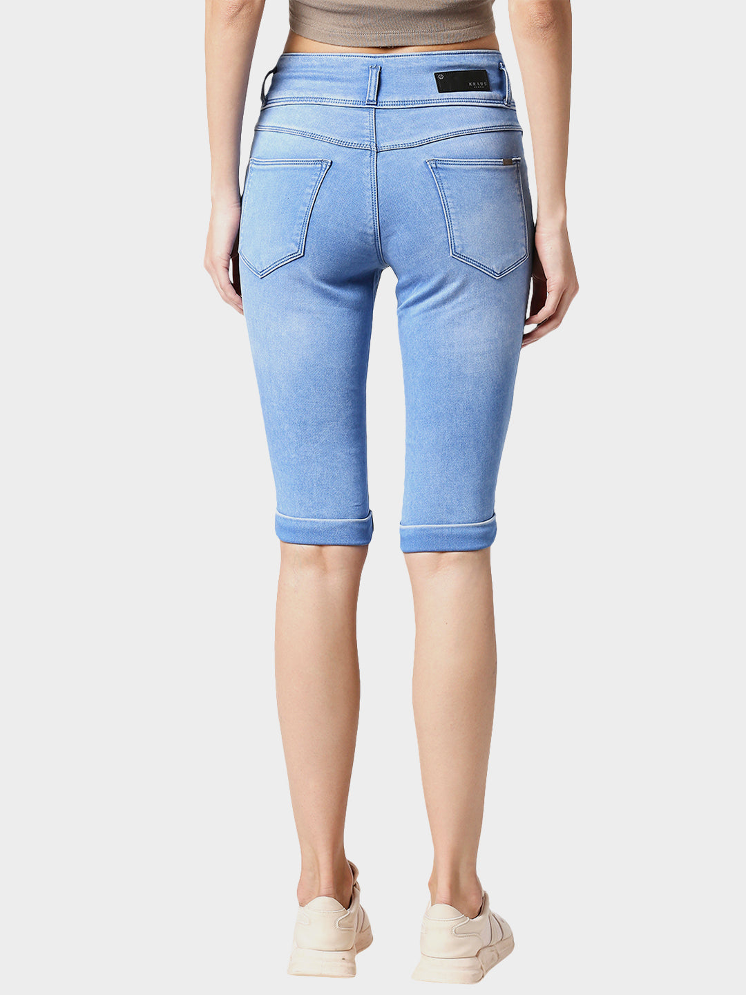 Women Blue High-Rise Pedal Pusher
