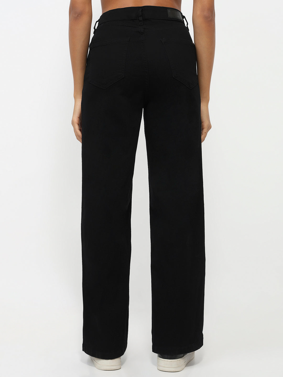 Women Black High-Rise Straight Fit Jeans