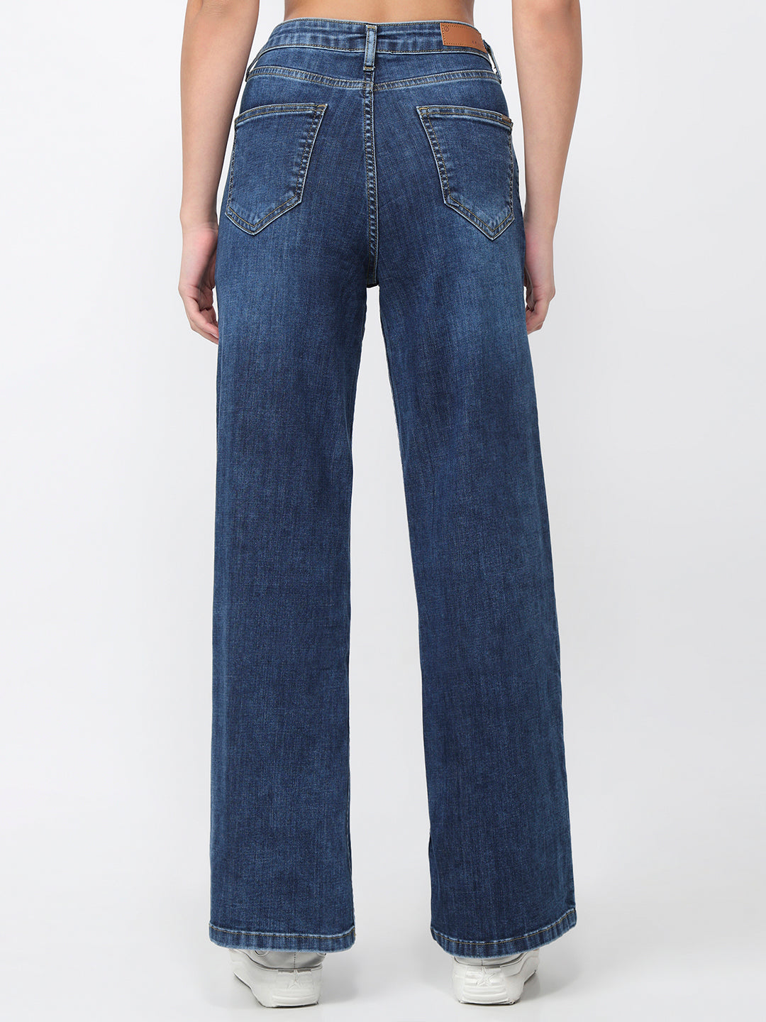 Women Blue High-Rise Super Wide Leg Jeans