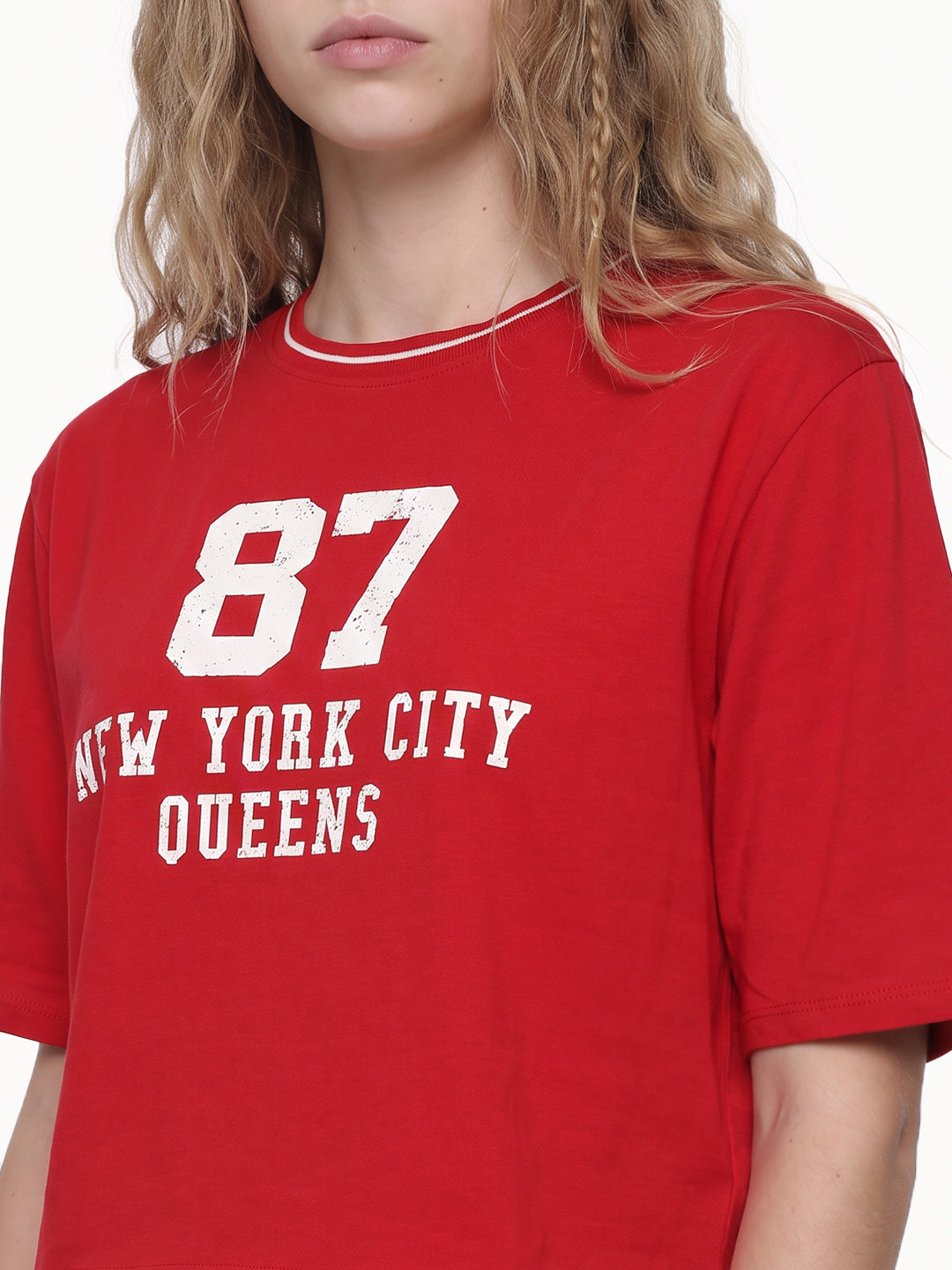 Red Graphic Crop Tees