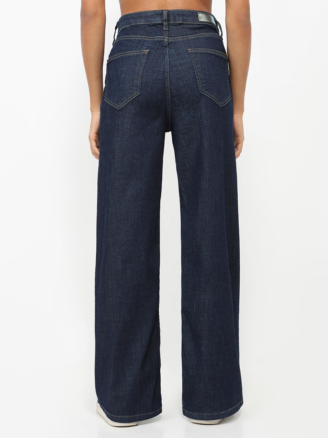 Women Dark Blue Super Wide Leg Jeans