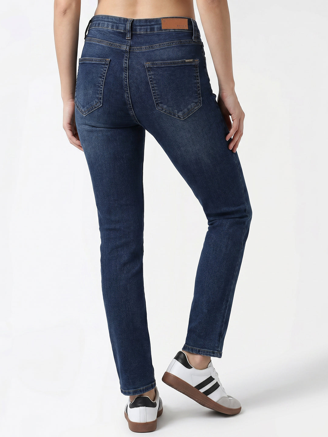 Women Blue Slim High-Rise Straight Fit Jeans