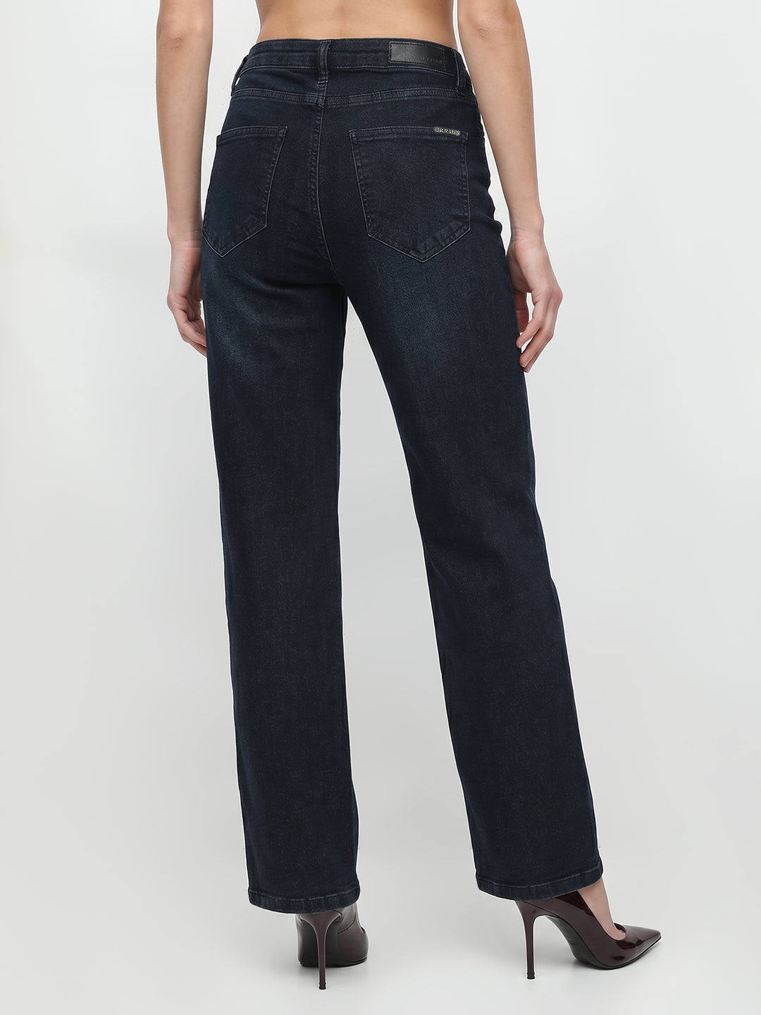 Women Slate Blue High-Rise Straight Fit Jeans