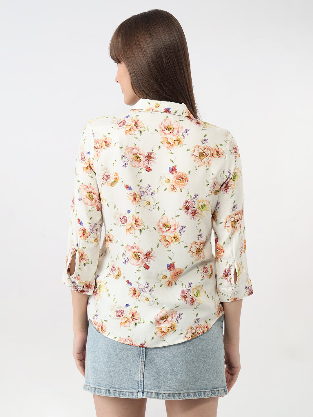 Women Floral Print Slim Shirt