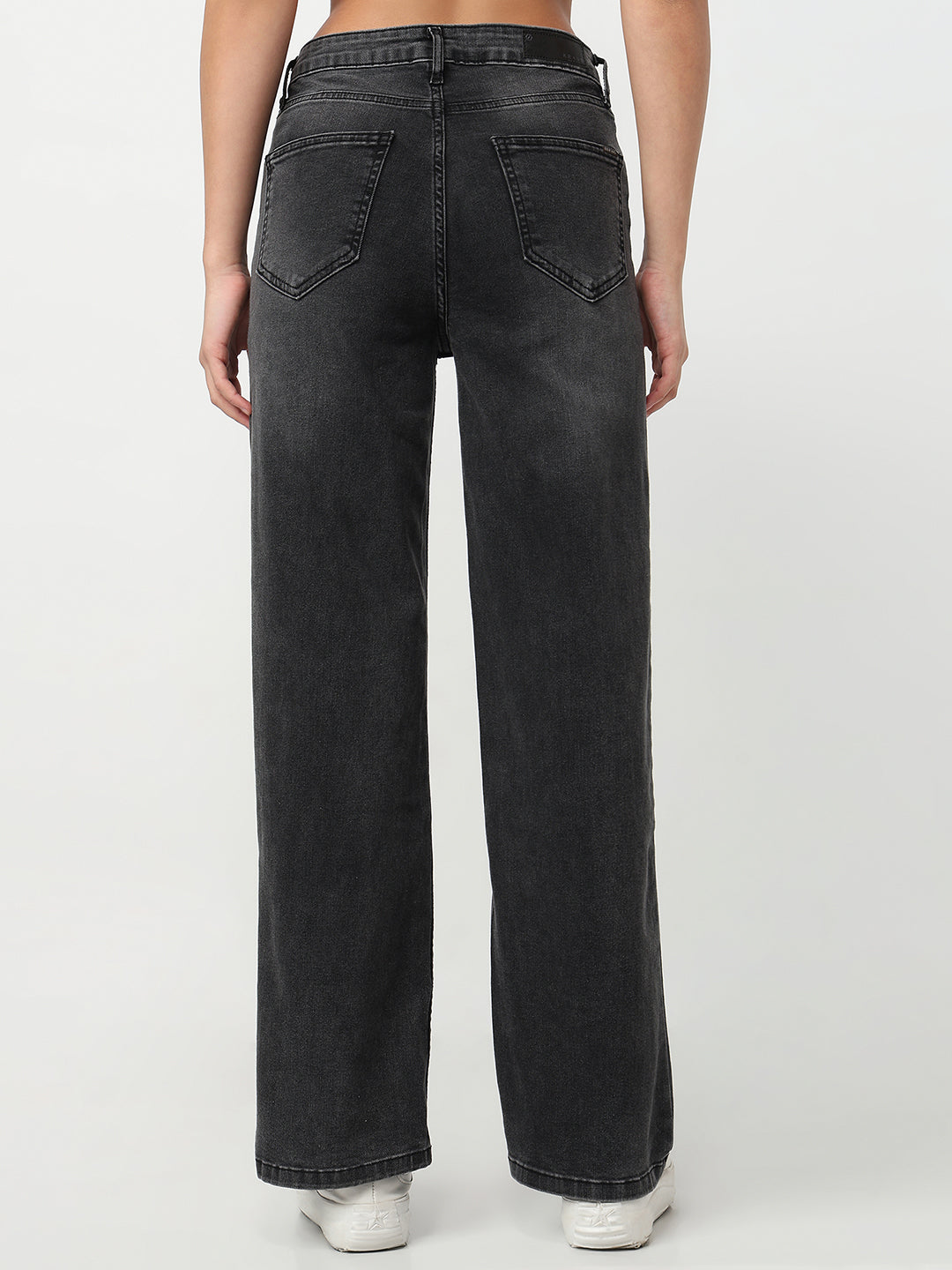 Women Charcoal High-Rise Baggy Jeans