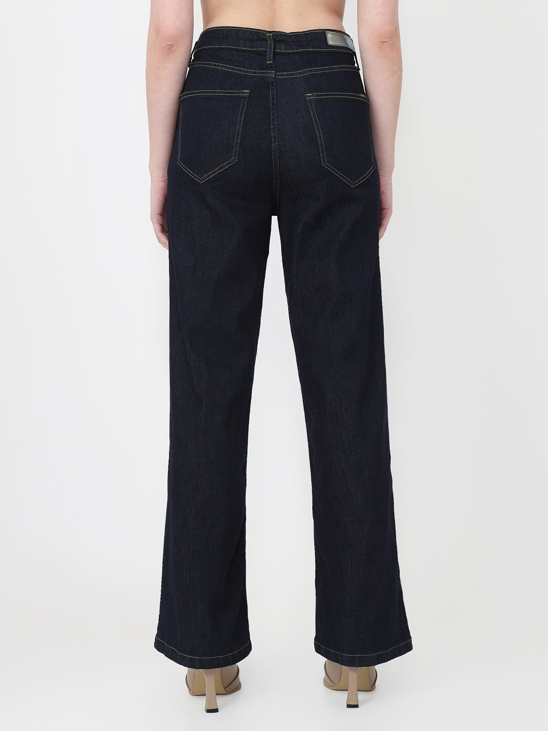 Women Dark Blue Wide Leg Jeans