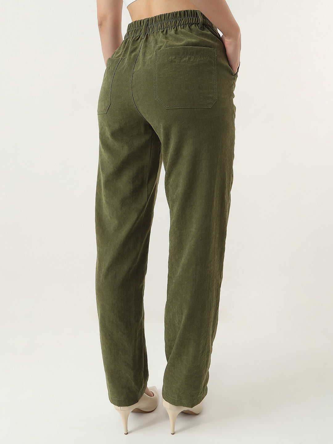 Women High-Rise Loose Straight Fit Korean Pants