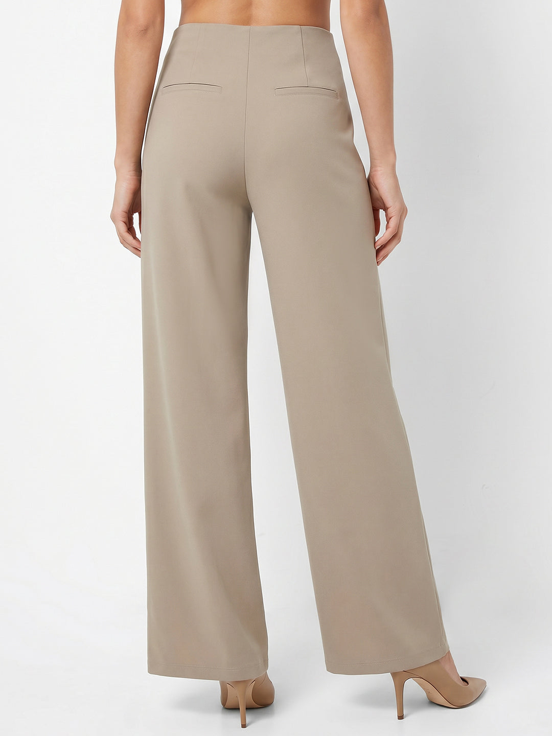 Women Beige Wide Leg Treggings