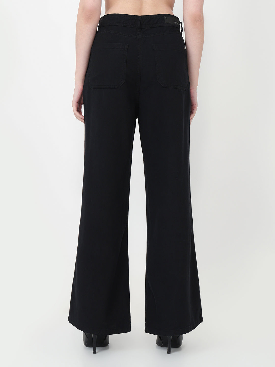 Women Black High-Rise Super Wide Leg Jeans