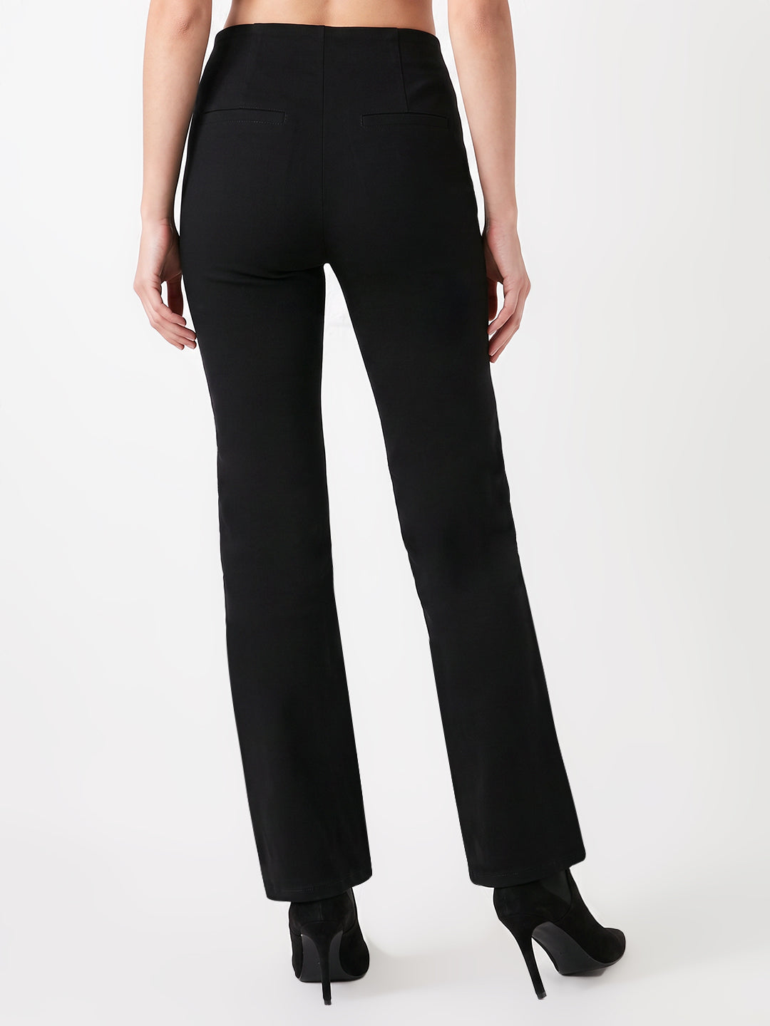 Women Black Super Wide Leg Treggings